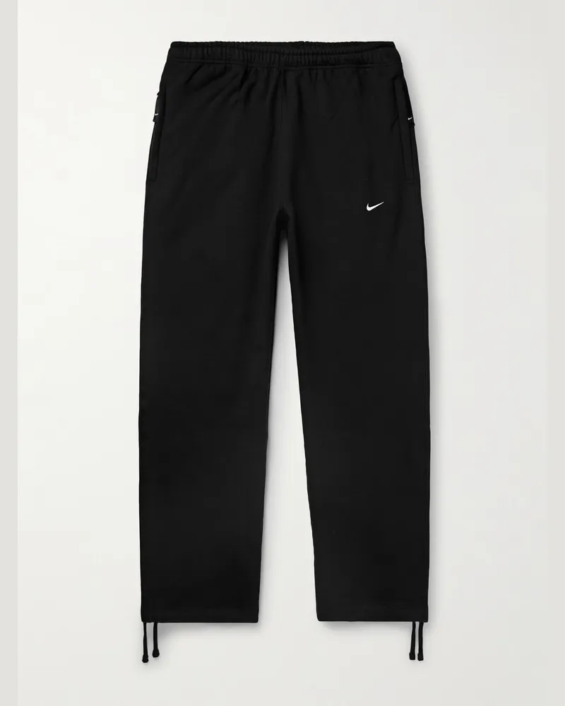 Nike Solo Swoosh gerade geschnittene Jogginghose aus Jersey aus einer Baumwollmischung mit Logostickerei Schwarz