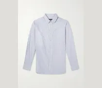 Button-Down Collar Striped Cotton and Lyocell-Blend Oxford Shirt