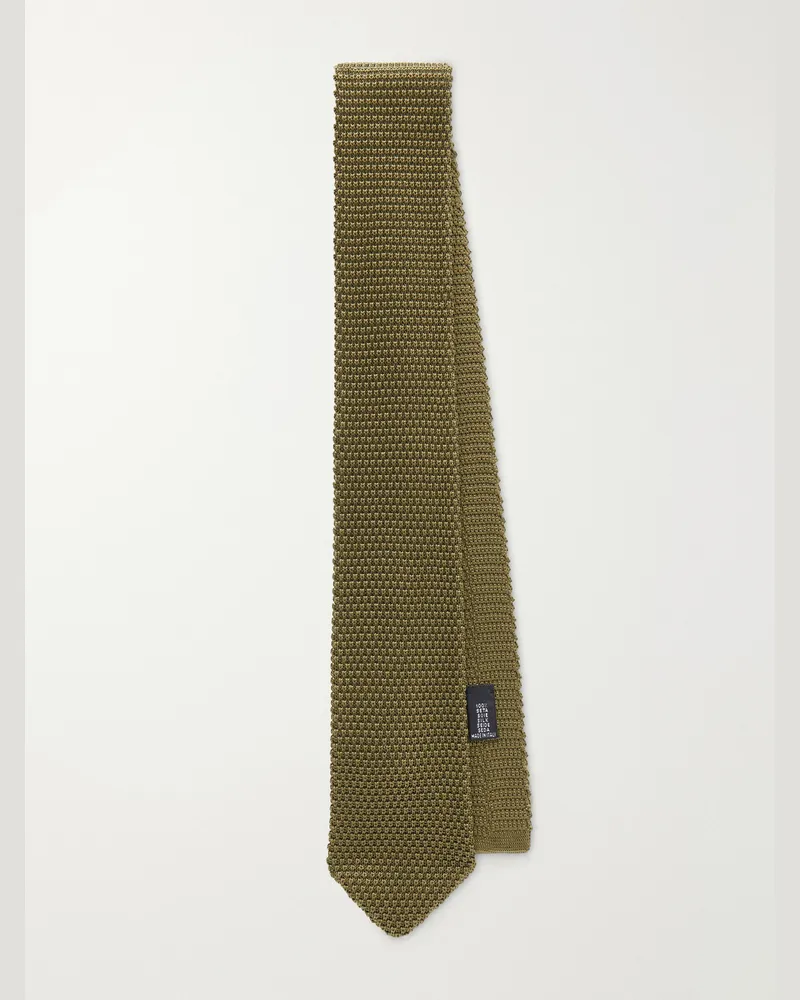 MR P. 7cm Knitted Silk Tie Green