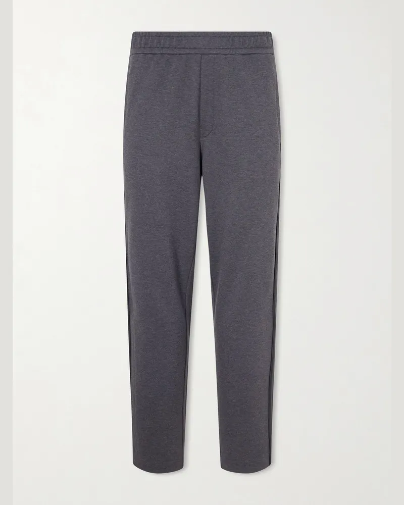 Moncler Straight-Leg Striped Cotton Sweatpants Gray