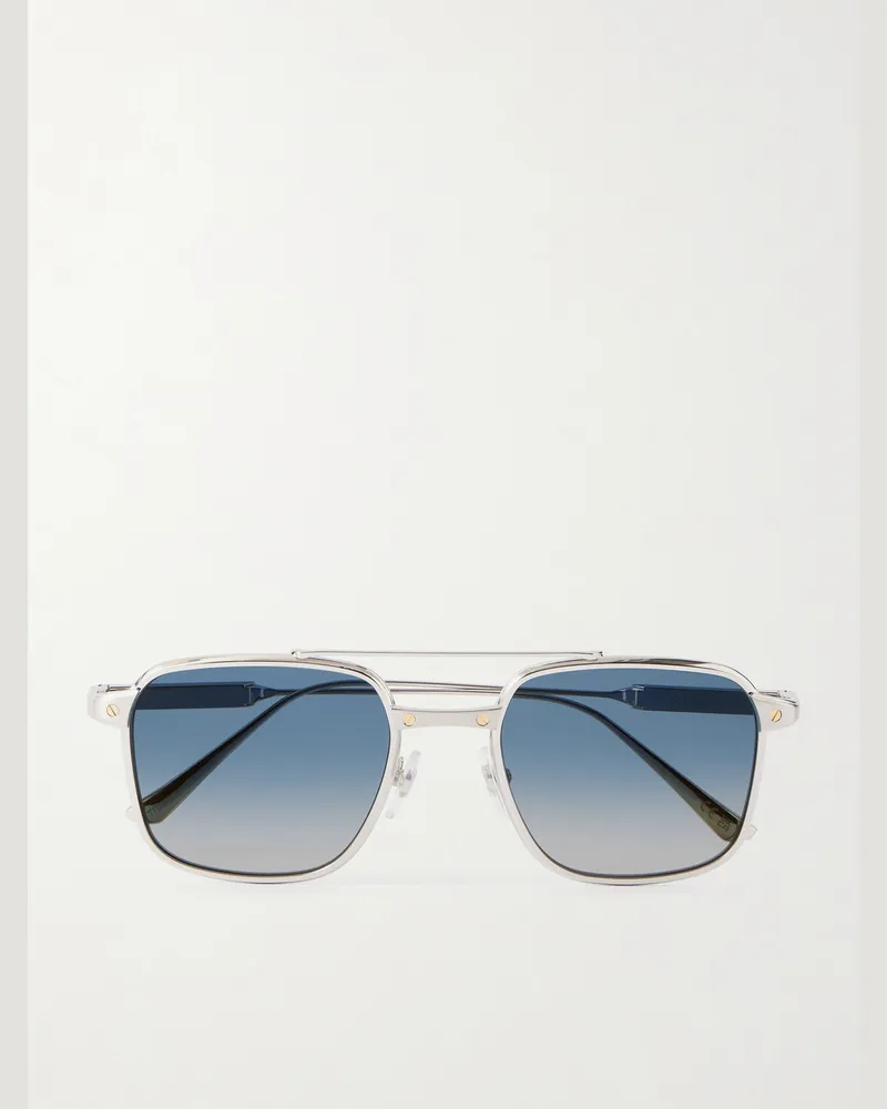 Cartier Santos de Cartier silberfarbene Pilotensonnenbrille Silber