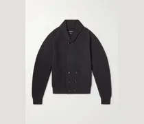 Double-Breasted Ribbed Cashmere and Wool-Blend Cardigan