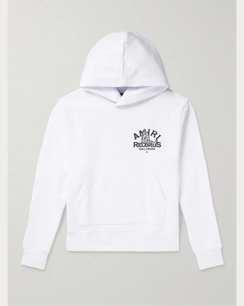 Amiri Logo-Print Cotton-Jersey Hoodie White