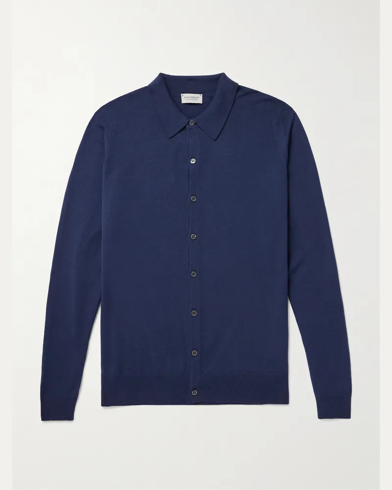 John Smedley Tibor Cardigan aus Merinowolle Blau