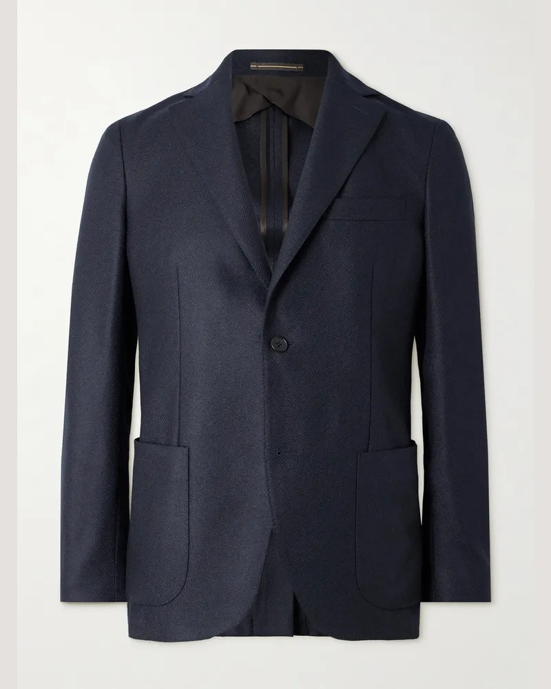 Incotex Sakko aus Flanell aus einer Woll-Kaschmirmischung Blau