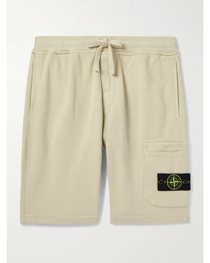 Stone Island Gerade geschnittene Shorts aus Baumwoll-Jersey mit Kordelzugbund und Logodetail Neutral