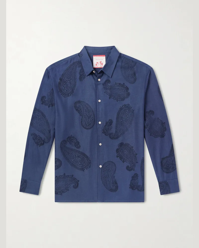A Kind Of Guise Nanamica Hemd aus Baumwoll-Twill mit Paisley-Print Blau