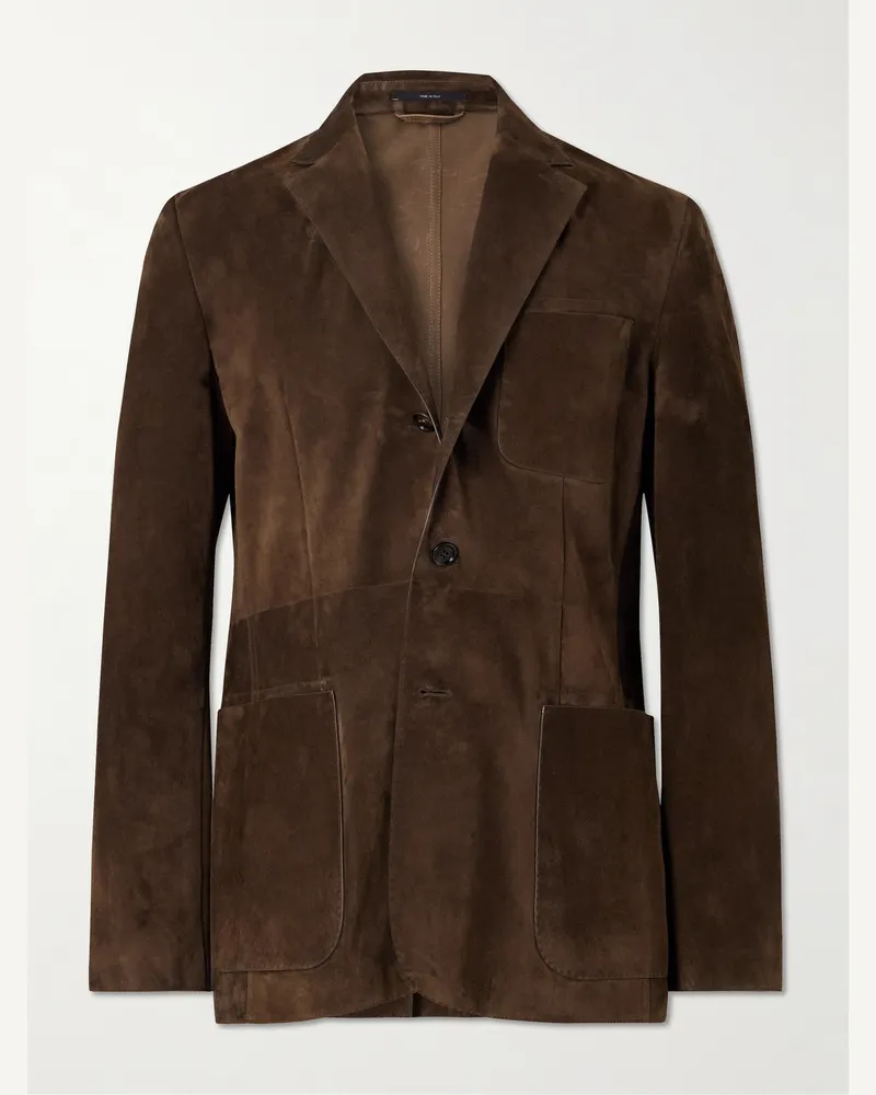 Dunhill Sakko aus Veloursleder Braun