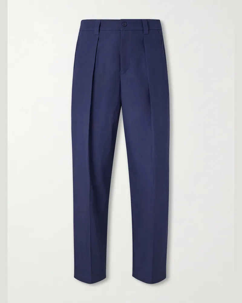 A.P.C. Renato gerade geschnittene Hose aus Baumwoll-Twill mit Falten Blau