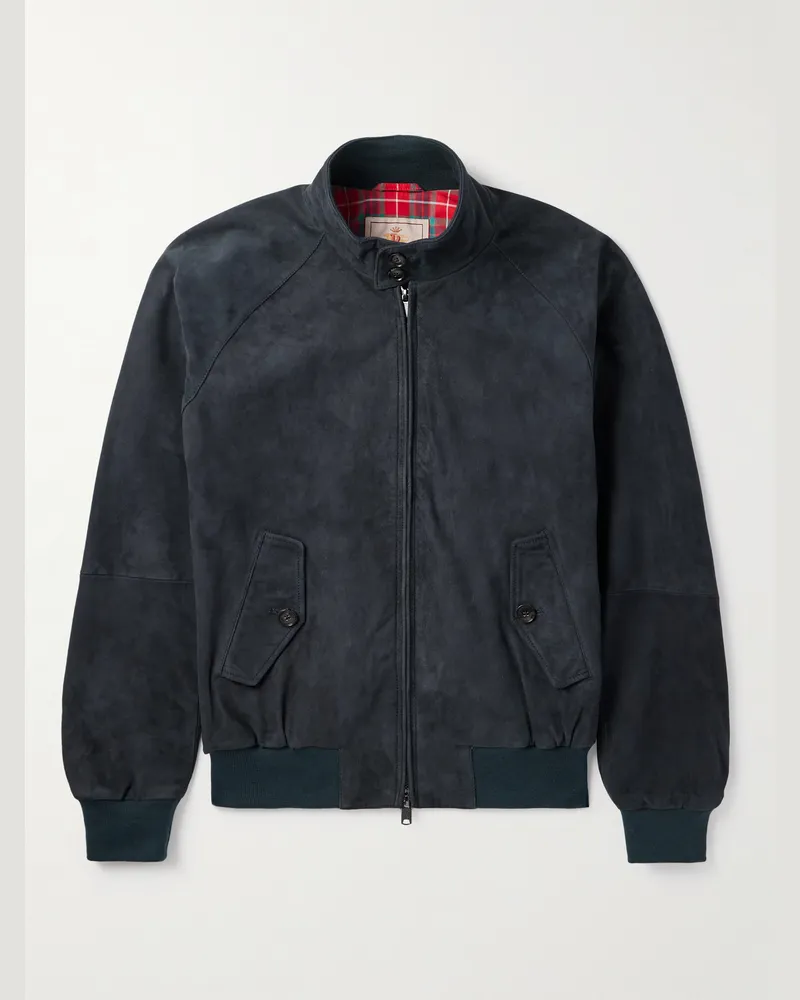 Baracuta G9 Harrington-Jacke aus Veloursleder Blau