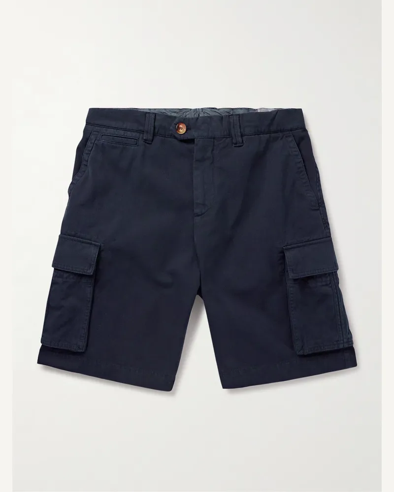 Brunello Cucinelli Gerade geschnittene Cargoshorts aus Baumwollgabardine Blau
