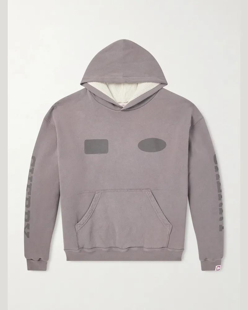 Cherry Los Angeles Sun Faded Thermal Cotton-Fleece Hoodie Gray