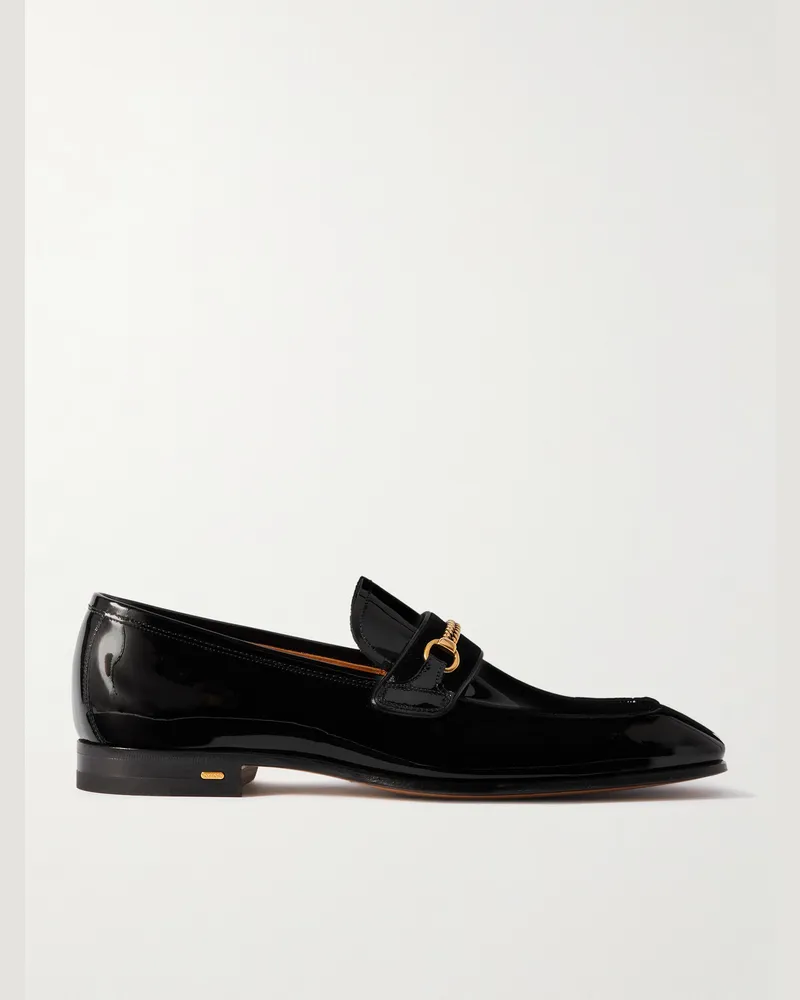 Tom Ford Bailey Pennyloafers aus Lackleder mit Kette Schwarz