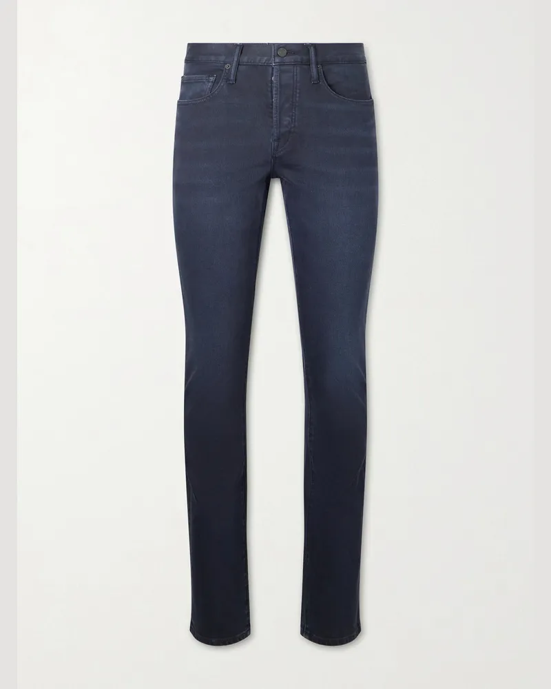 Tom Ford Schmal und gerade geschnittene Cordhose aus einer Baumwollmischung Blau