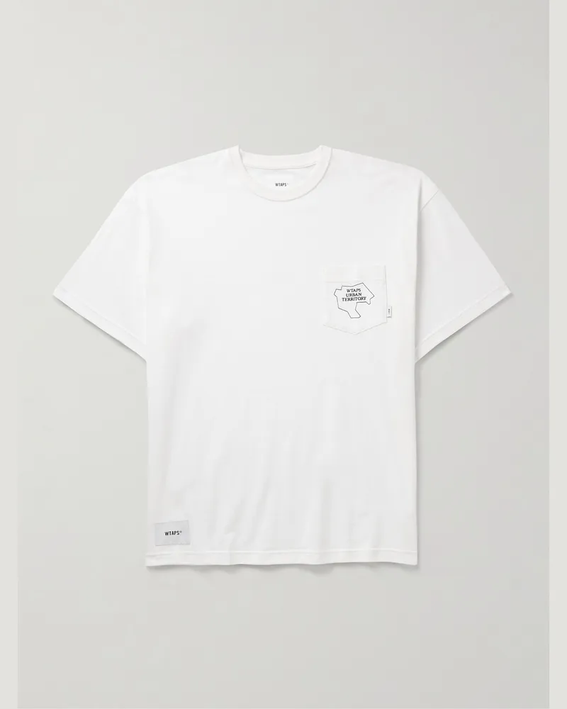 WTAPS T-Shirt aus Baumwoll-Jersey mit Logoprint und Applikation Weiß