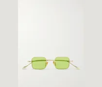 Rimless Rectangular-Frame Gold-Tone Sunglasses