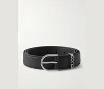 4cm Logo-Embellished Cross-Grain Leather Belt