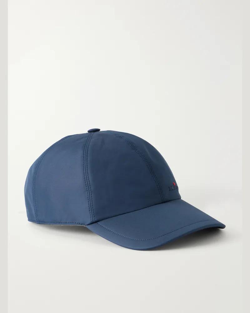 Kiton Logo-Embroidered Shell Cap Blue