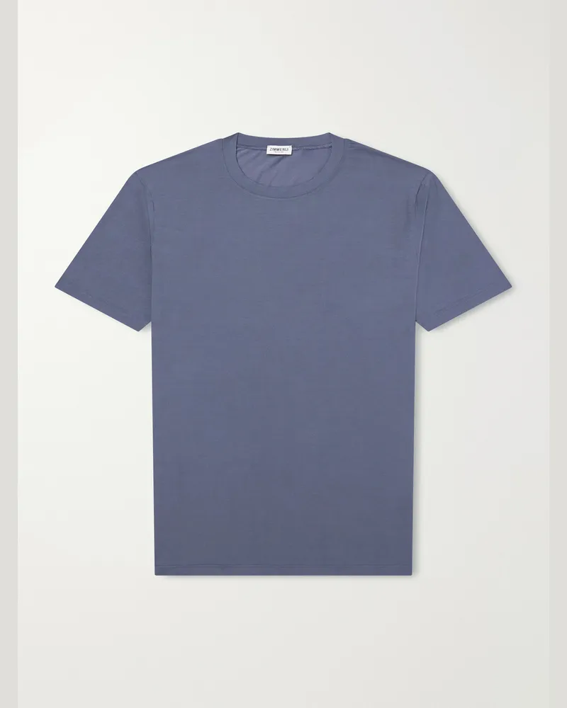 Zimmerli Pureness Stretch-Micro Modal T-Shirt Blue