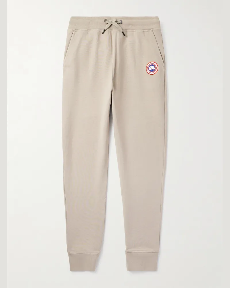 Canada Goose Huron Tapered Logo-Appliquéd Cotton-Jersey Sweatpants Neutrals