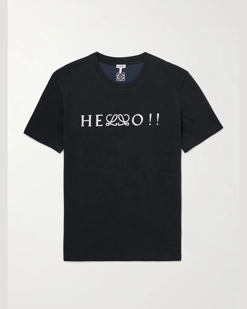 Loewe Slim-Fit Printed Cotton-Blend Jersey T-Shirt Blue