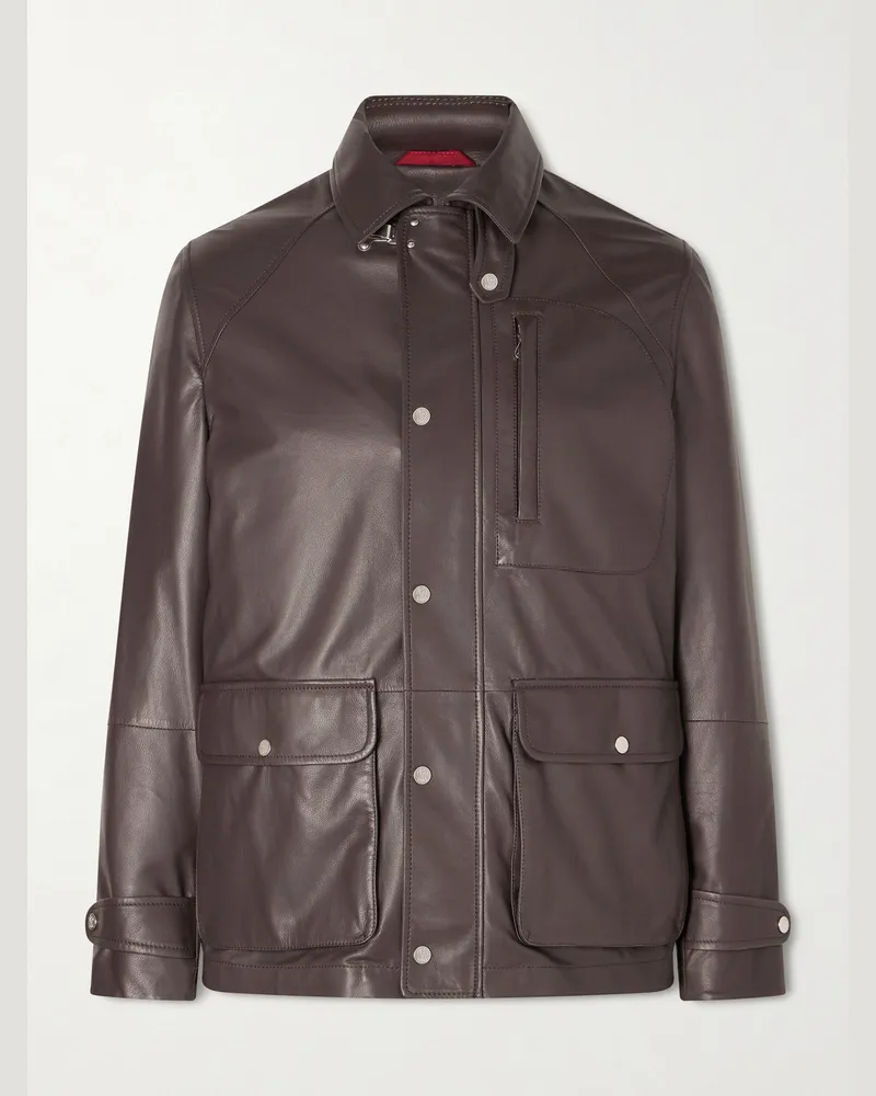 Brunello Cucinelli Leather Jacket Brown