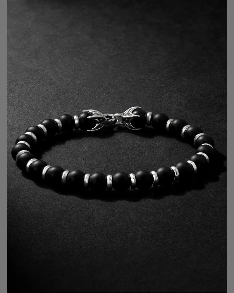 David Yurman Spiritual Sterling Silver Onyx Bracelet Black