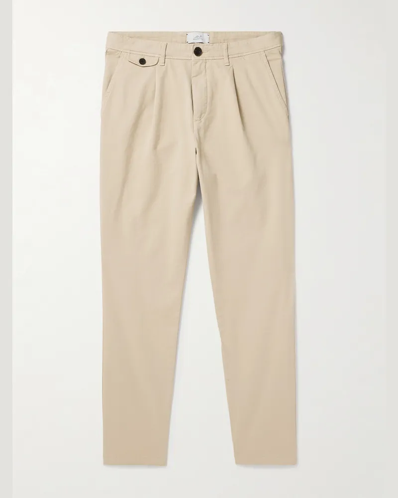 MR P. Daniel schmal zulaufende Hose aus Biobaumwoll-Twill mit Falten in Stückfärbung Neutral