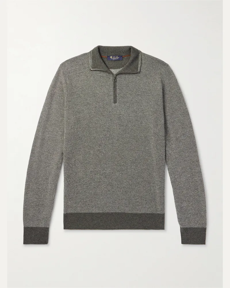 Loro Piana Roadster Cashmere Half-Zip Sweater Gray