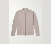Cotton and Modal-Blend Zip-Up Cardigan