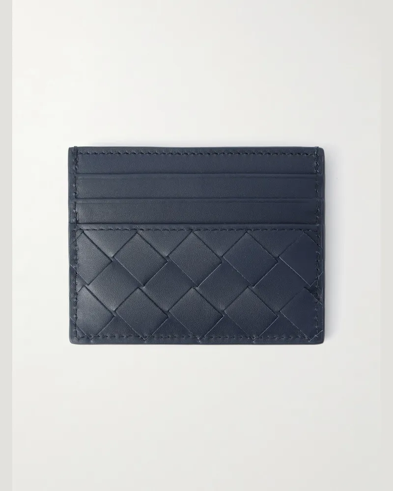 Bottega Veneta Intrecciato Leather Cardholder Blue