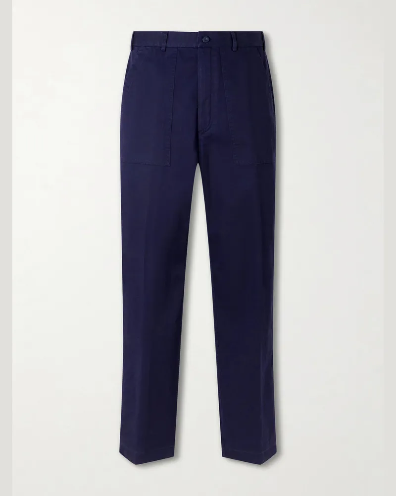 Ralph Lauren Straight-Leg Cotton-Blend Twill Trousers Blue