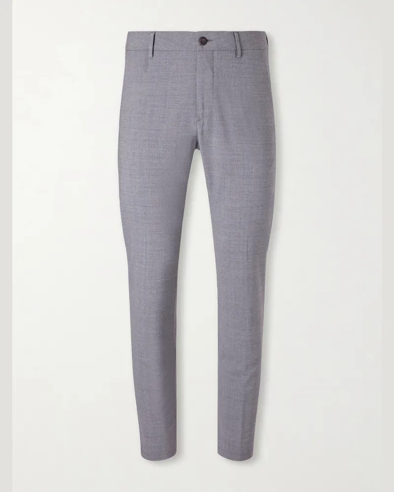 Eleventy Slim-Fit Tapered Stretch-Wool Flannel Trousers Gray