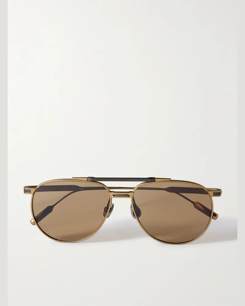 Brunello Cucinelli Pilotensonnenbrille aus Metall Gold