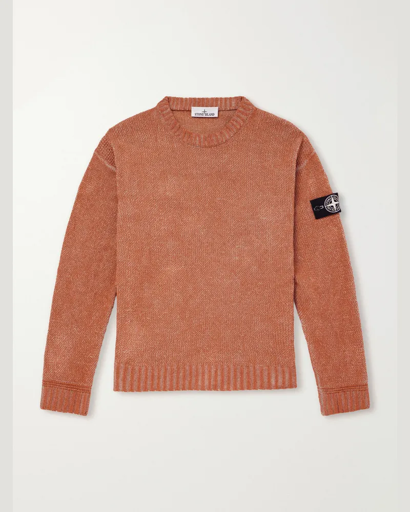 Stone Island Cotton-Chenille Mock-Neck Sweater Orange