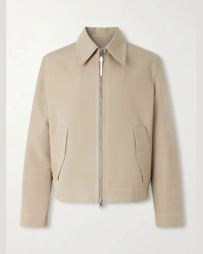 AMI Paris Cropped Cotton-Sateen Blouson Jacket Neutrals