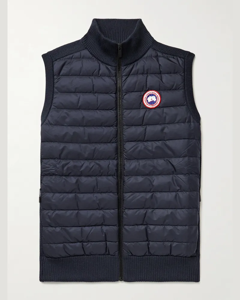 Canada Goose HyBridge schmal geschnittene Daunenweste aus gestepptem Nylon und Merinowolle Blau