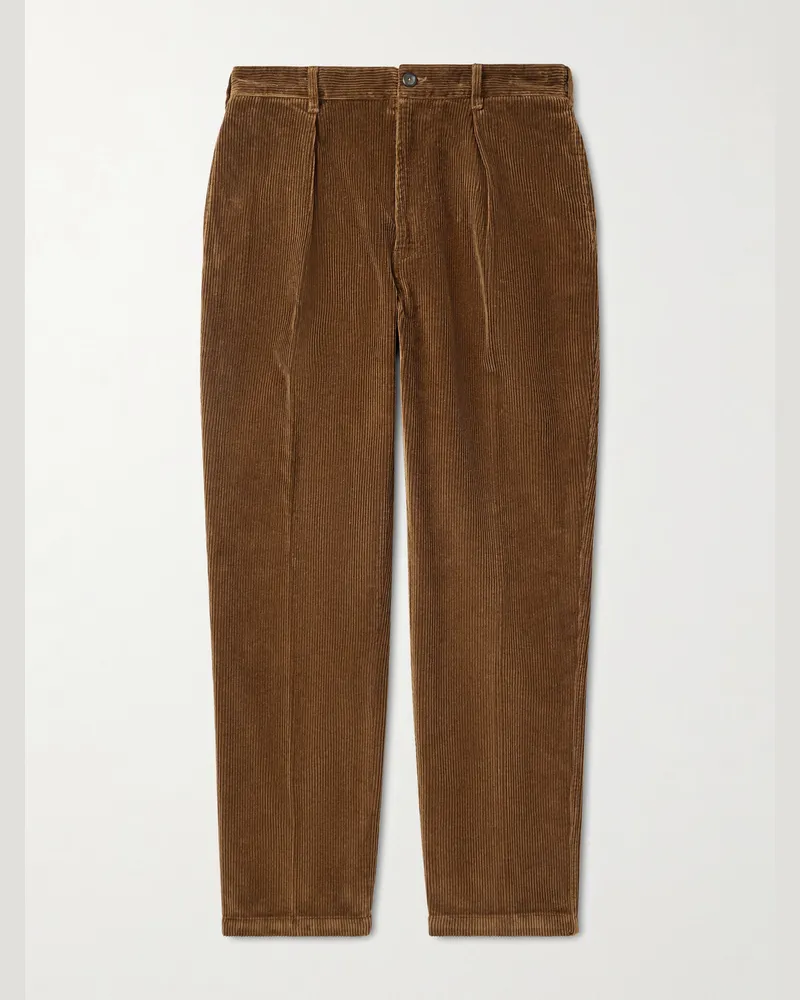 Drake's Gerade geschnittene Hose aus Baumwollcord Braun