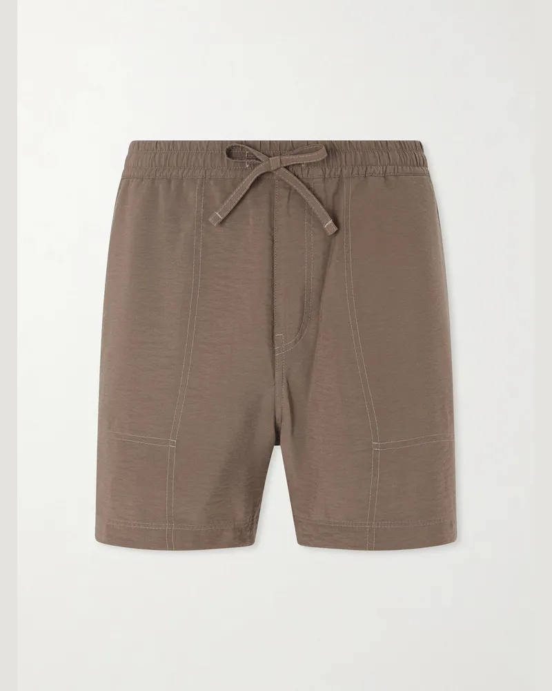 NN 07 Ryder 5971 Straight-Leg TENCEL™-Blend Drawstring Shorts Brown