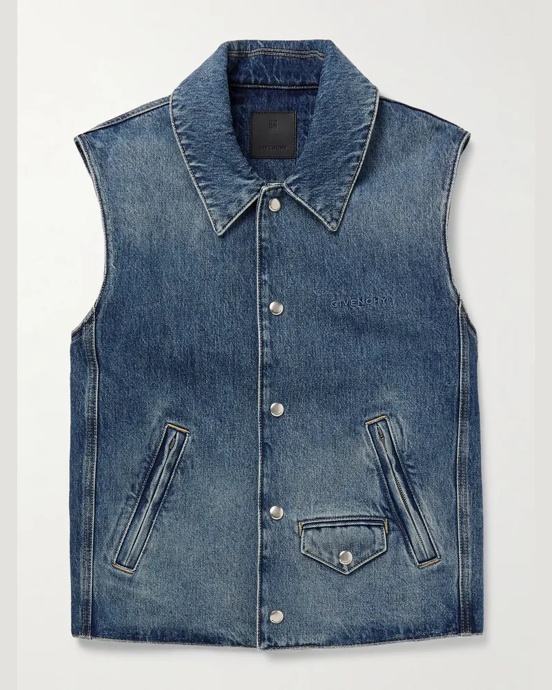 Givenchy Jeansweste mit Logostickerei Blau