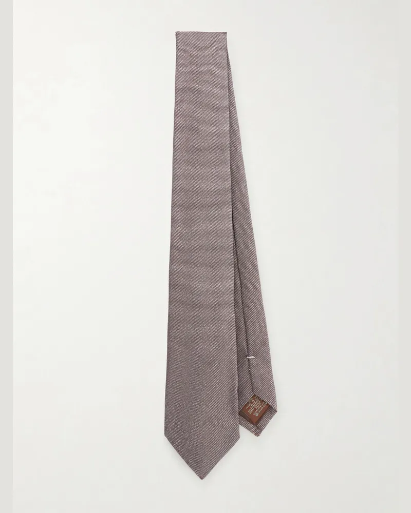 Canali 8cm Silk-Jaquard Tie Brown