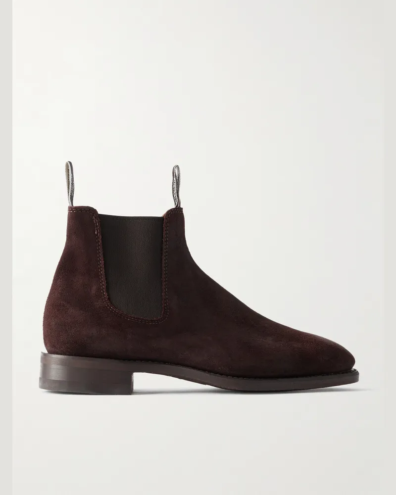 R.M.Williams Comfort Craftsman Chelsea Boots aus gewachstem Veloursleder Braun