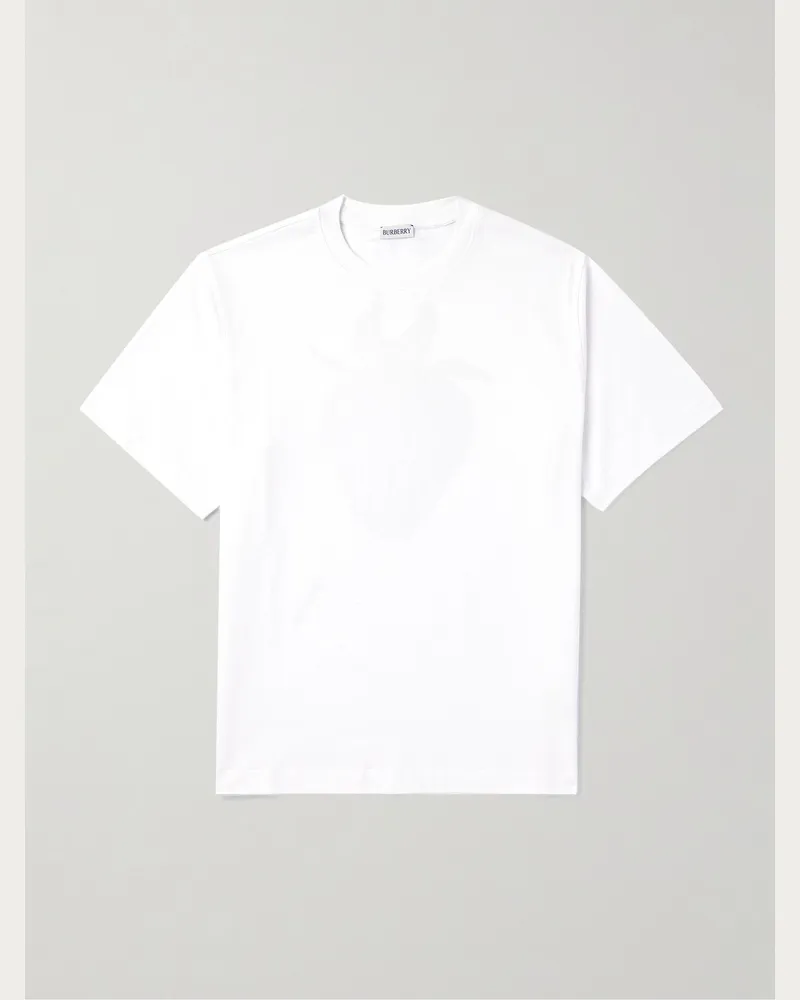 Burberry T-Shirt aus Baumwoll-Jersey mit Logoprint Weiß