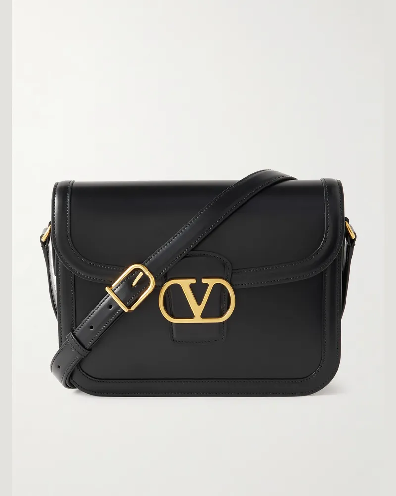 Valentino Garavani VLogo Schultertasche aus Leder Schwarz
