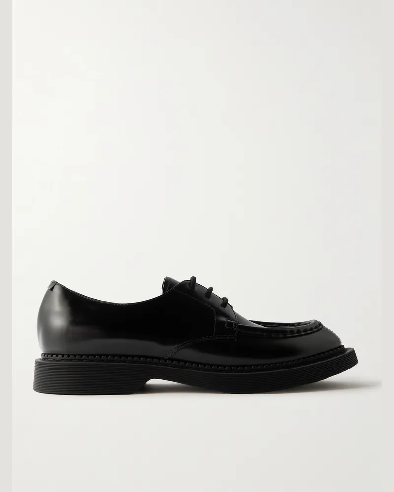 Saint Laurent Wim Derby-Schuhe aus glänzendem Leder Schwarz