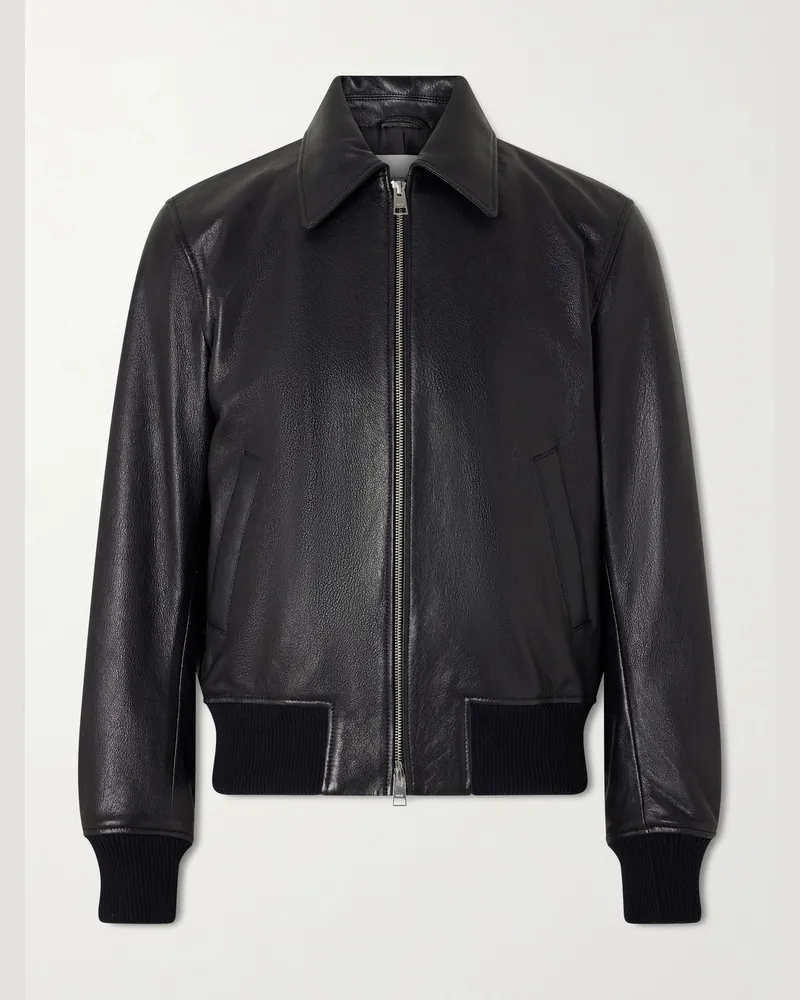 AMI Paris Leather Jacket Black