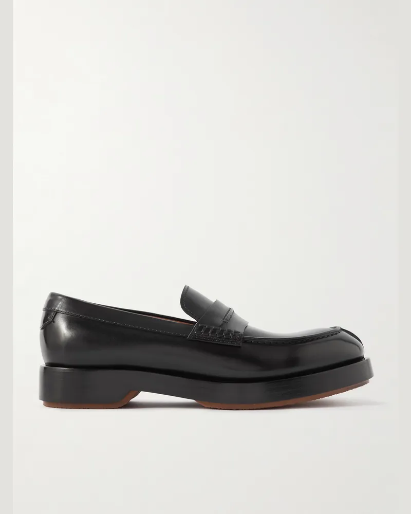 Ermenegildo Zegna Udine Leather Penny Loafers Black