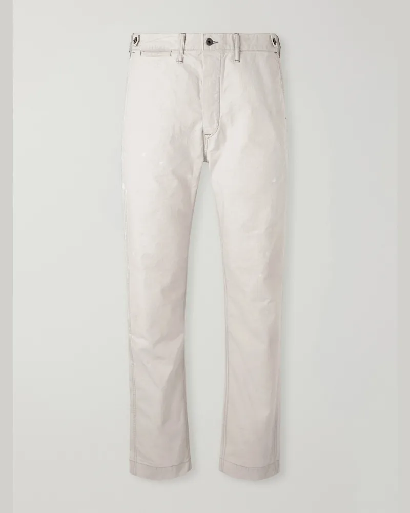 RRL Straight-Leg Paint-Splattered Cotton-Canvas Trousers Neutrals