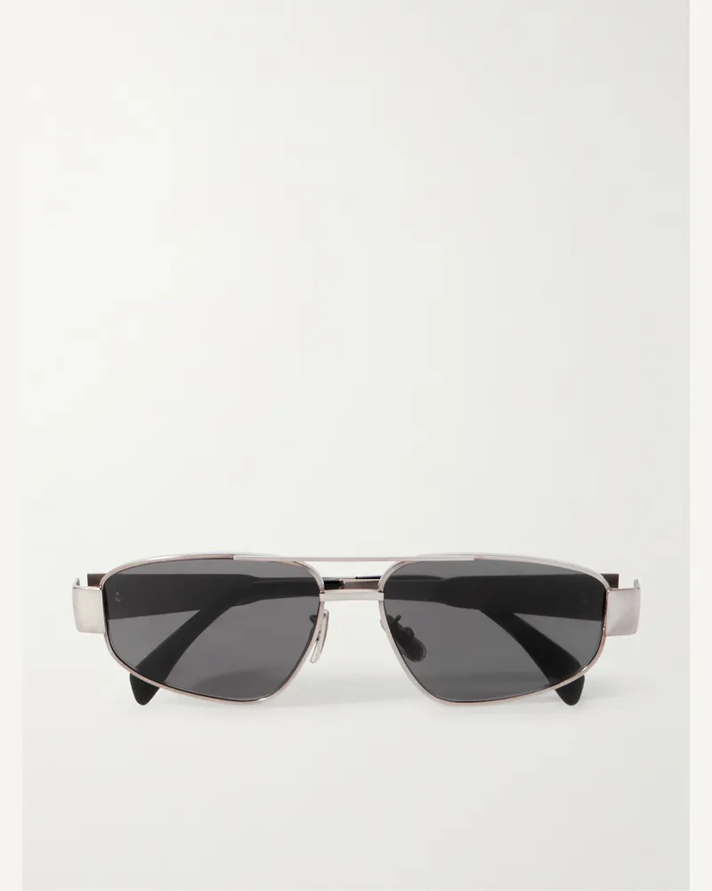Celine Silberfarbene Pilotensonnenbrille Silber