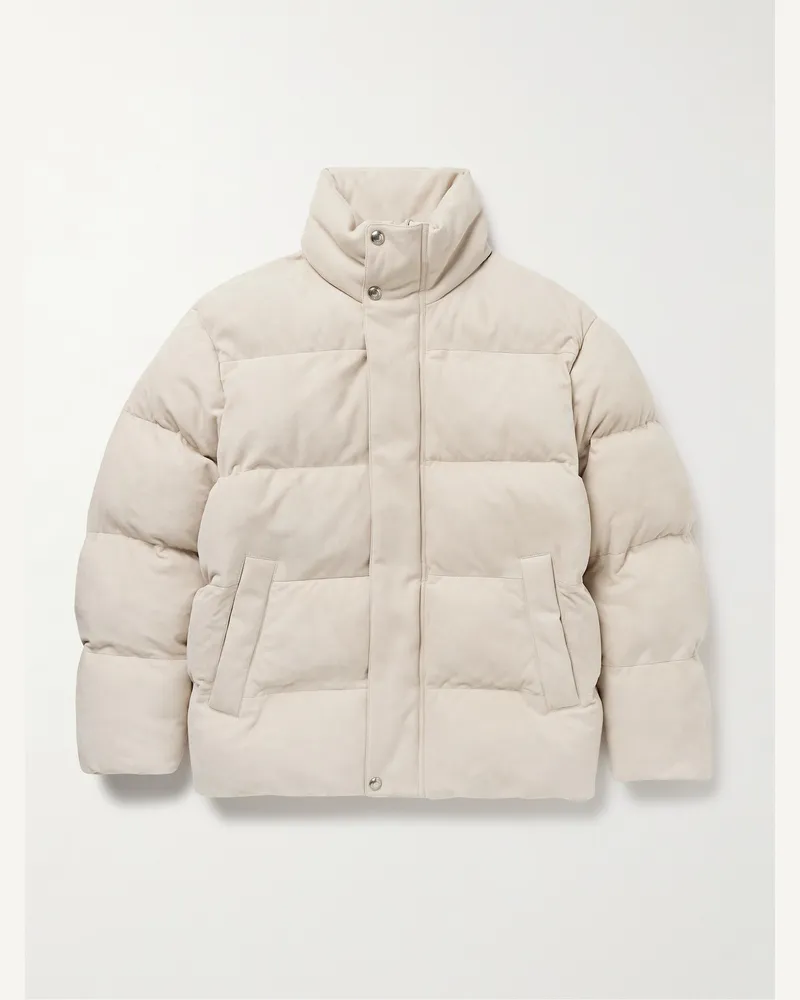 Loro Piana Flavio Jacke aus gestepptem Veloursleder Neutral